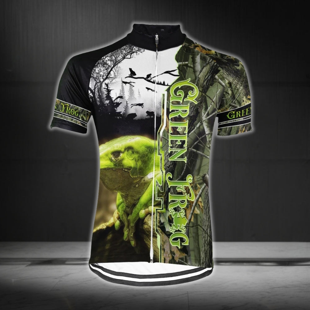 Custom Green Frog Men's Short Sleeve Cycling Jersey, Custom Frog Cycling Jersey CG0327
