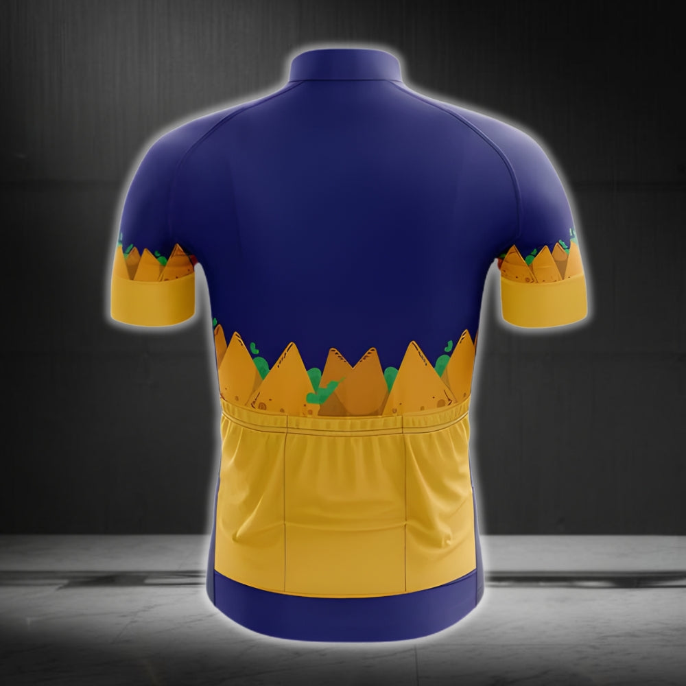 Blue And Yellow Taco Cycling Short Sleeve Jersey Mens, Mexican Food Cycling Jerseys CG0060