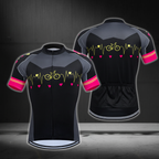 Black Pink Heartbeat Cycling Short Sleeve Jersey For Mens, Men's Cycling Jerseys CE0053