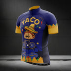 Blue And Yellow Taco Cycling Short Sleeve Jersey Mens, Mexican Food Cycling Jerseys CG0060
