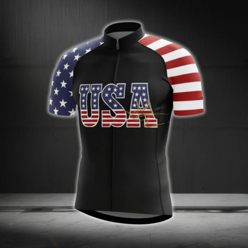 American Flag Short Sleeve Cycling Jersey For Men, Patriotic Cycling Jerseys CG0427