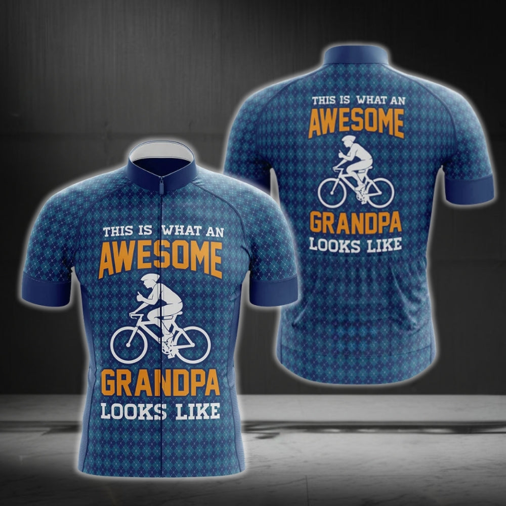 This Is What An Awesome Grandpa Looks Like Men's Short Sleeve Cycling Jersey, Cycling Jerseys For Grandpa Father Day CG0202