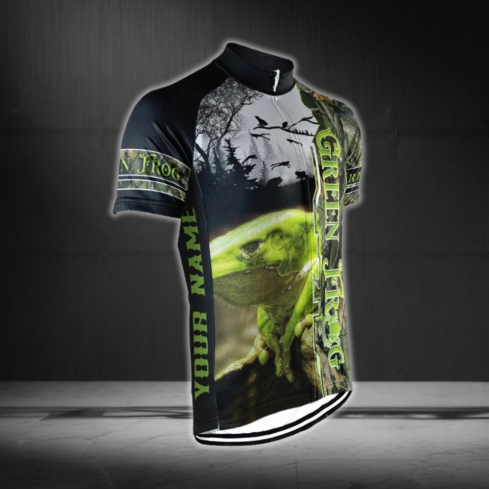 Custom Green Frog Men's Short Sleeve Cycling Jersey, Custom Frog Cycling Jersey CG0327