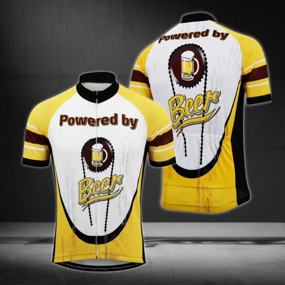 Powered By Beer Men's Cycling Short Sleeve Jersey, Beer Cycling Jerseys For Mens CE0012