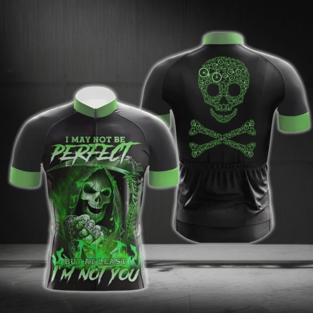 I May Not Be Perfect But At Least I'm Not You Skull Cycling Short Sleeve jersey Mens, Skull Cycling Jerseys CG0328