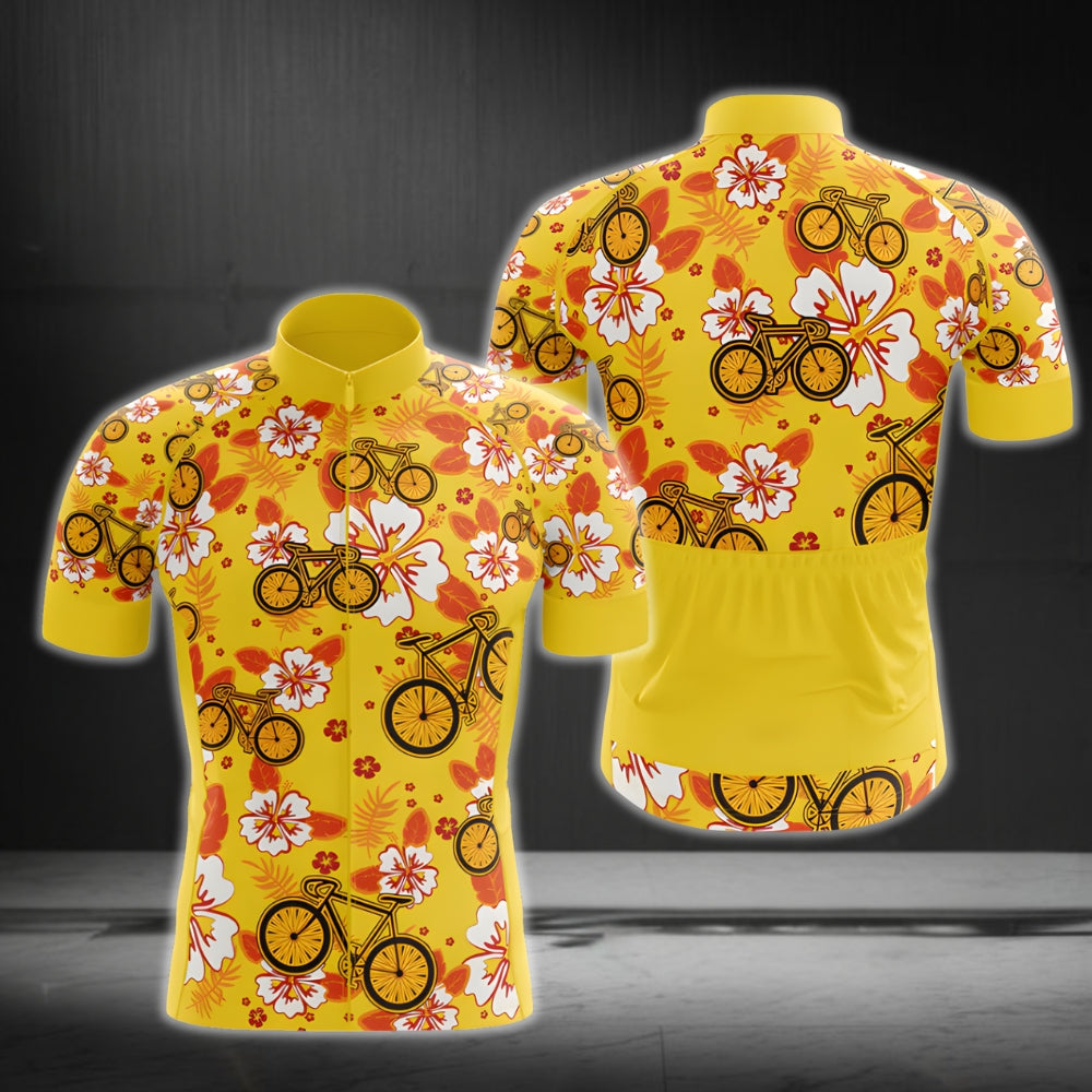Bicycles And Flowes Cycling Short Sleeeve Jersey For Mens, Floral Cycling Jerseys CG0057