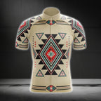Beige Tribal Men's Short Sleeve Cycling Jersey, Tribal Native Cycling Jerseys CG0551