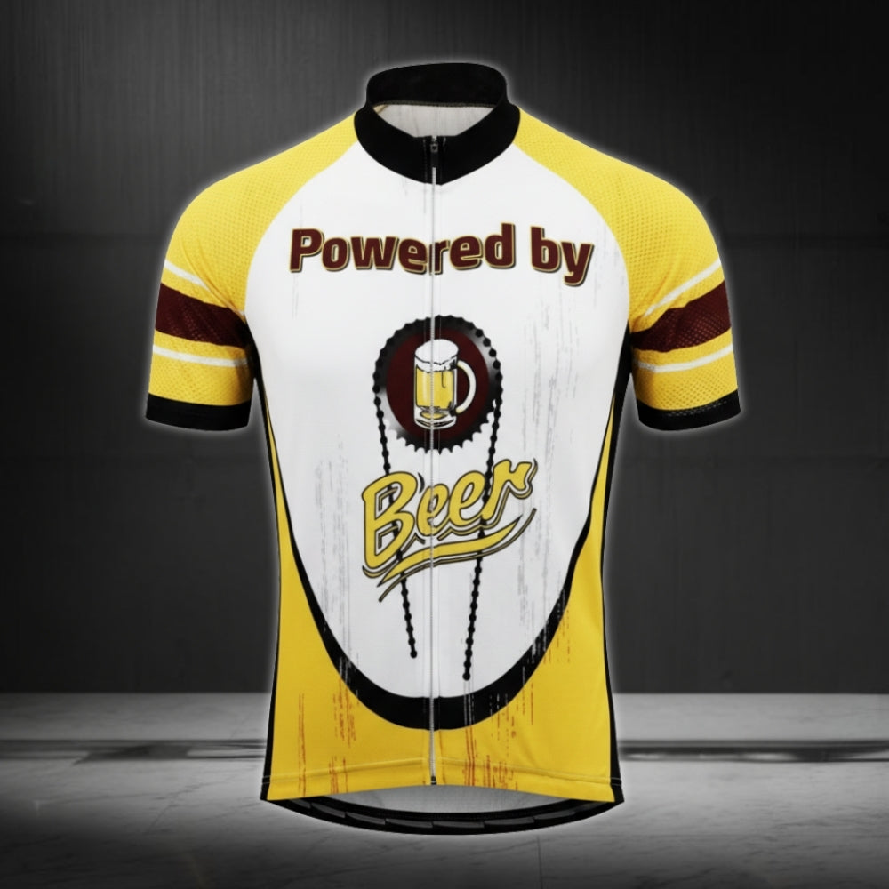 Powered By Beer Men's Cycling Short Sleeve Jersey, Beer Cycling Jerseys For Mens CE0012