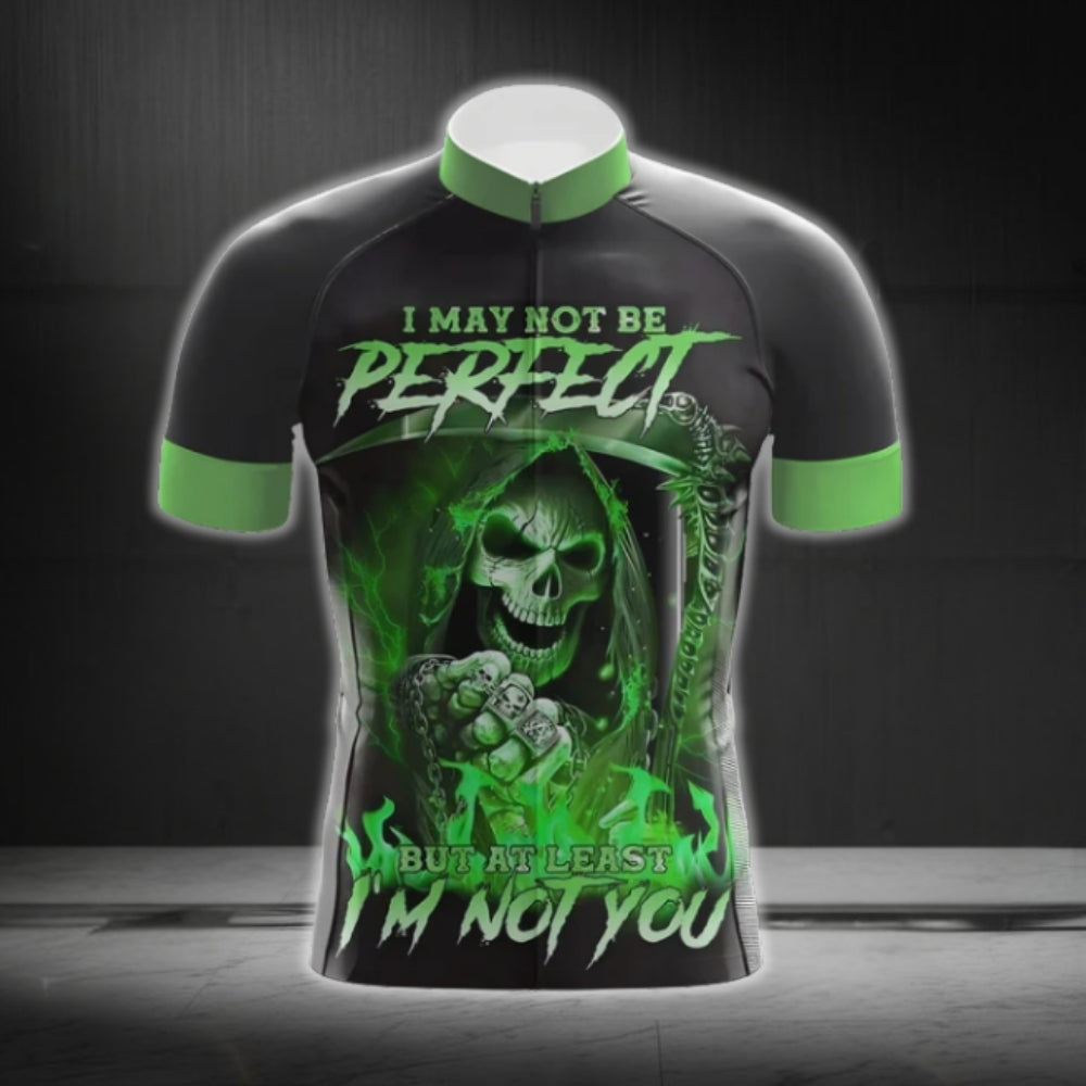 I May Not Be Perfect But At Least I'm Not You Skull Cycling Short Sleeve jersey Mens, Skull Cycling Jerseys CG0328