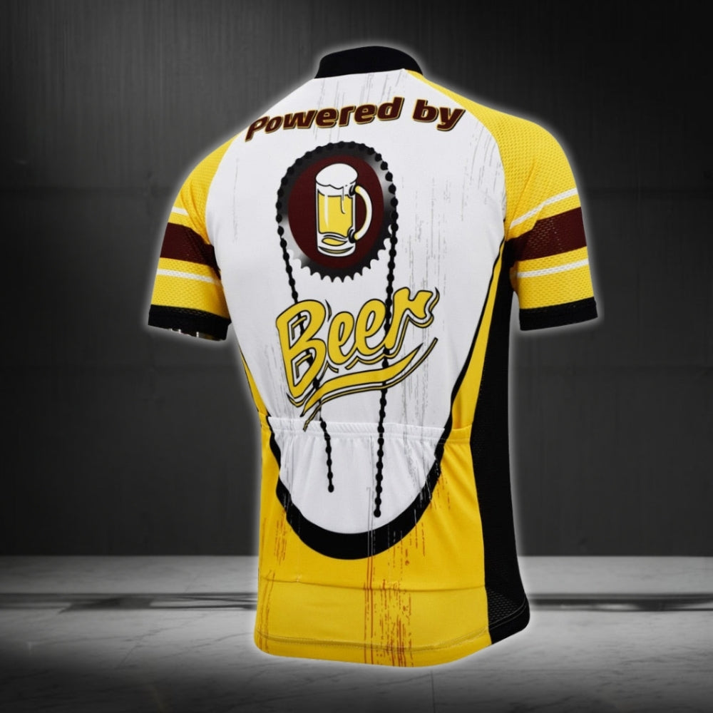 Powered By Beer Men's Cycling Short Sleeve Jersey, Beer Cycling Jerseys For Mens CE0012