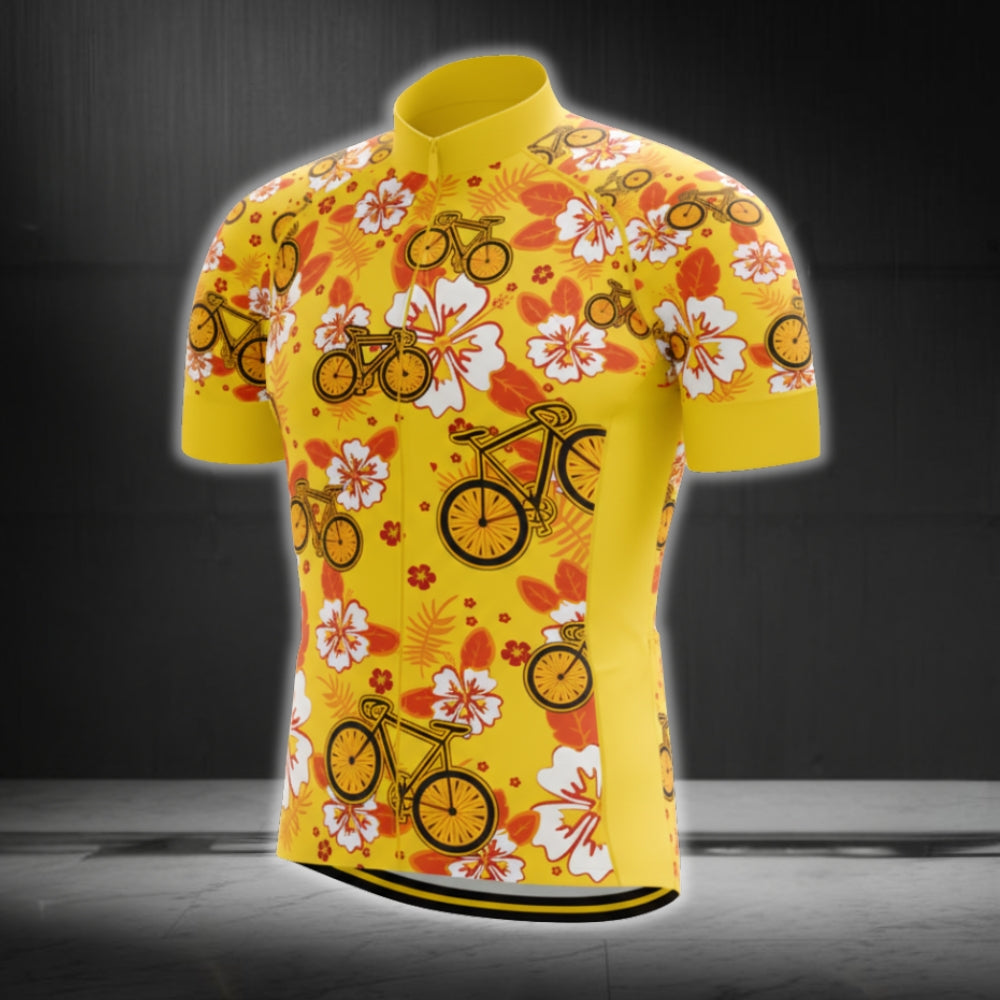 Bicycles And Flowes Cycling Short Sleeeve Jersey For Mens, Floral Cycling Jerseys CG0057