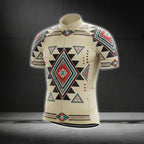 Beige Tribal Men's Short Sleeve Cycling Jersey, Tribal Native Cycling Jerseys CG0551