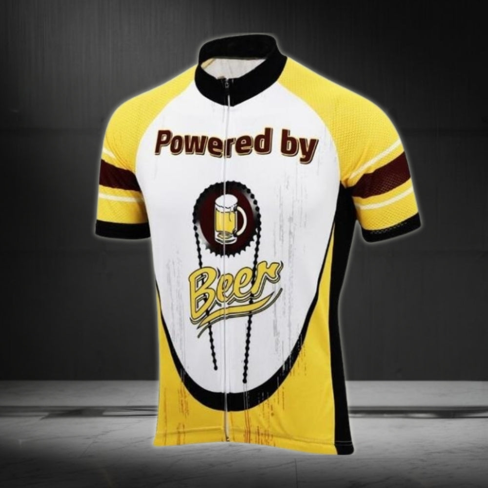 Powered By Beer Men's Cycling Short Sleeve Jersey, Beer Cycling Jerseys For Mens CE0012