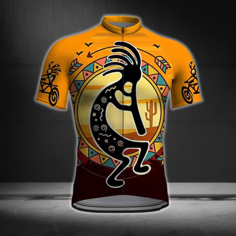 Black And Orange Kokopelli Cycling Jersey Short Sleeve Mens, Kokopelli Cycling Jerseys For Mens CE0054