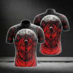 Black And Red Wolf Native Cycling Short Sleeve Jersey For Men, Wolf Native Pride Cycling Jerseys CG0552