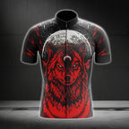 Black And Red Wolf Native Cycling Short Sleeve Jersey For Men, Wolf Native Pride Cycling Jerseys CG0552
