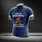 I'm A Grandpa What's Your Superpower Men's Cycling Short Sleeve Jersey, Funny Cycling Jerseys For Grandpa CG0203
