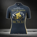Never Underestimated An Old Women With A Bicycle Women's Short Sleeve Cycling Jersey, Funny Cycling Jersey For Ladies CG0429