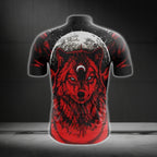 Black And Red Wolf Native Cycling Short Sleeve Jersey For Men, Wolf Native Pride Cycling Jerseys CG0552
