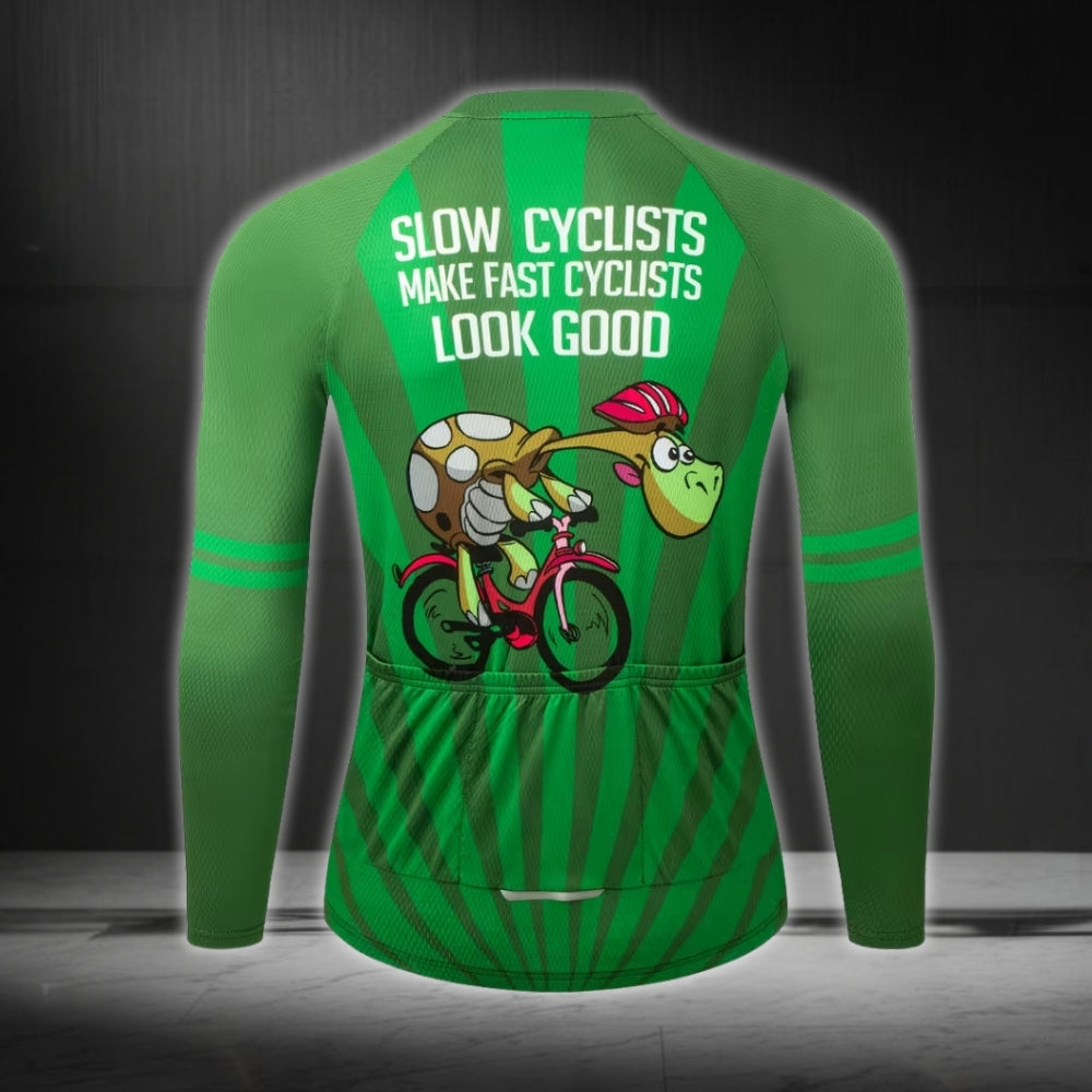 Slow Cyclists Make Fast Cyclists Look Good You're Welcome Men's Cycling Jersey Long Sleeve, Funny Cycling Jerseys CE0013
