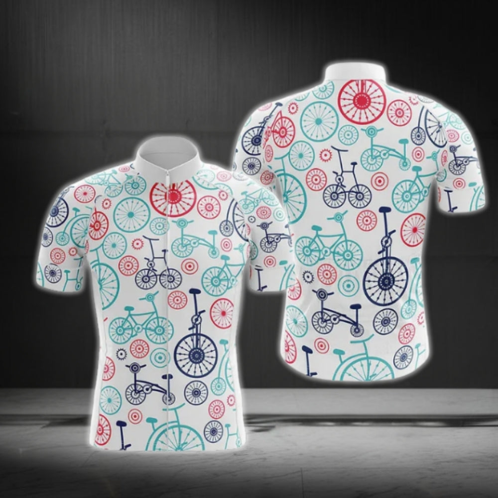 Colorful Bike Cycling Short Sleeve Jersey For Men, Men's Cycling Jerseys CG0553