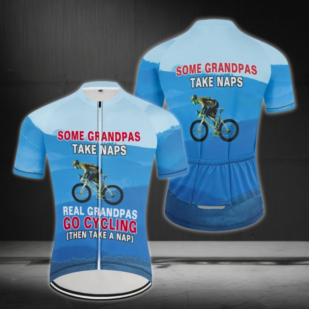 Some Grandpas Take Naps Real Grandpas Go Cycling Men's Cycling Short Sleeve Jersey, Funny Cycling Jersey CE0014