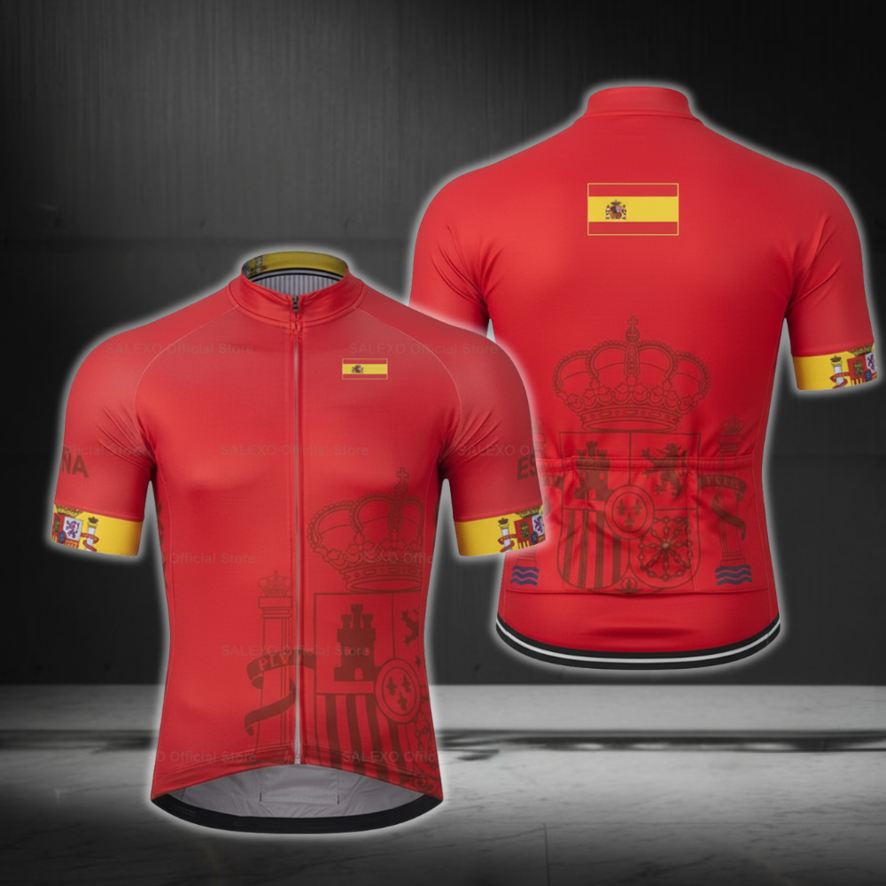 Men's Spain Short Sleeve Cycling Jerseys, Patriotic Spain Cycling Jerseys CE0056