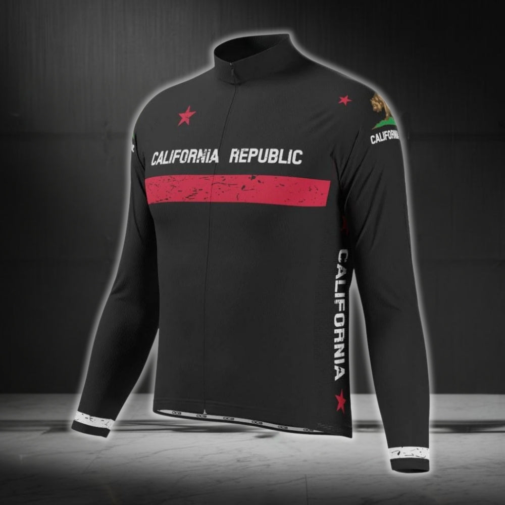 California Republic Long Sleeve Cycling Jerseys For Men, California Cycling Jerseys CG0430