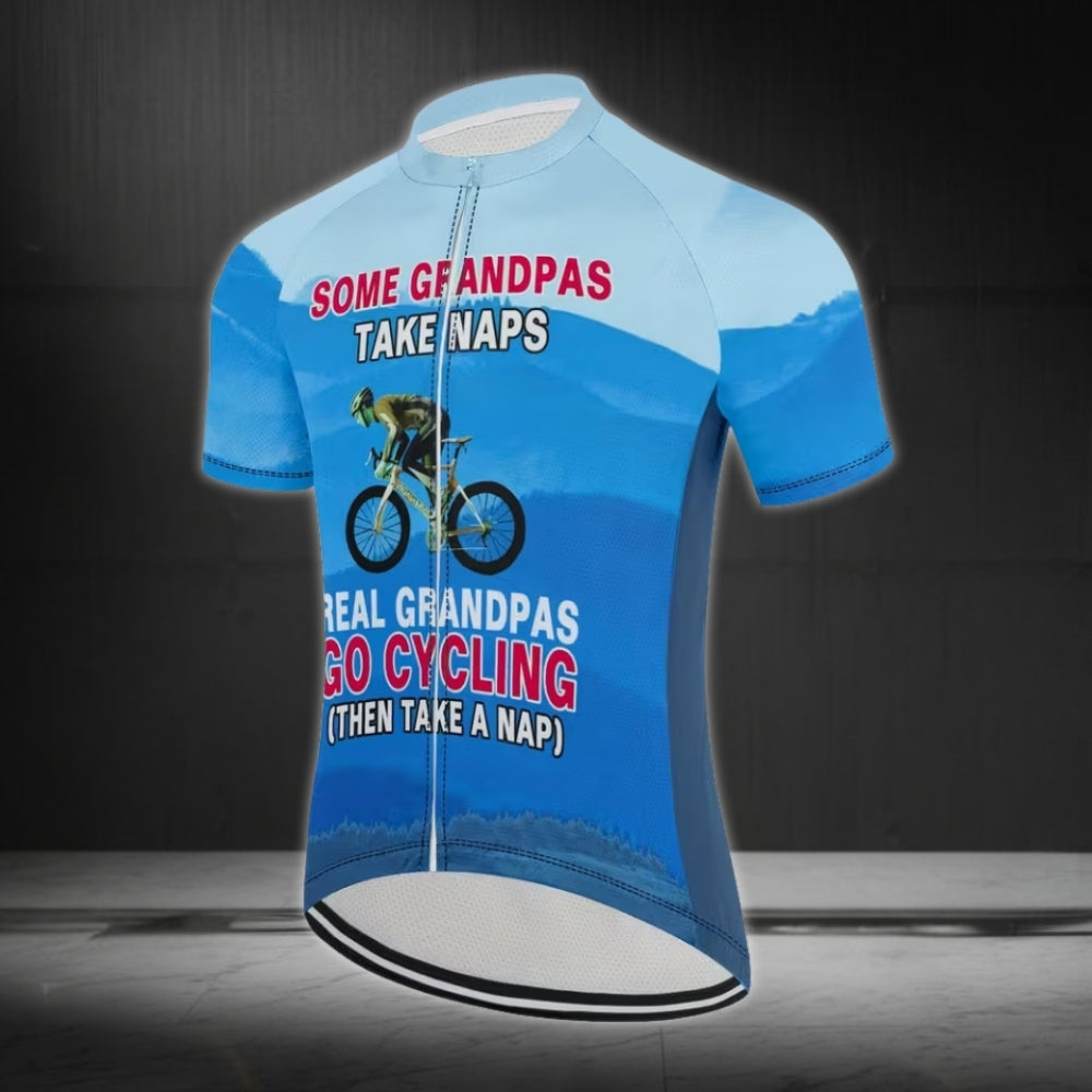 Some Grandpas Take Naps Real Grandpas Go Cycling Men's Cycling Short Sleeve Jersey, Funny Cycling Jersey CE0014