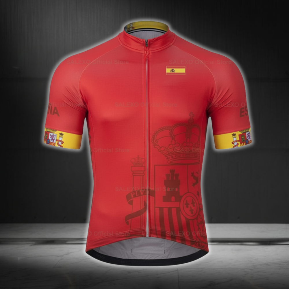 Men's Spain Short Sleeve Cycling Jerseys, Patriotic Spain Cycling Jerseys CE0056