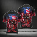 Burn Fat Not Fuel American Flag Skull Cycling Short Sleeve Men Jersey, Patriotic Skull Cycling Jerseys CG0554