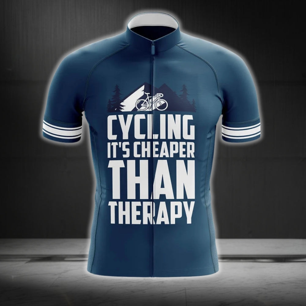 Cycling It's Cheaper Than Therapy Cycling Short Sleeve Jersey For Men, Funny Cycling Jerseys CG0205