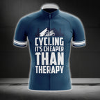 Cycling It's Cheaper Than Therapy Cycling Short Sleeve Jersey For Men, Funny Cycling Jerseys CG0205