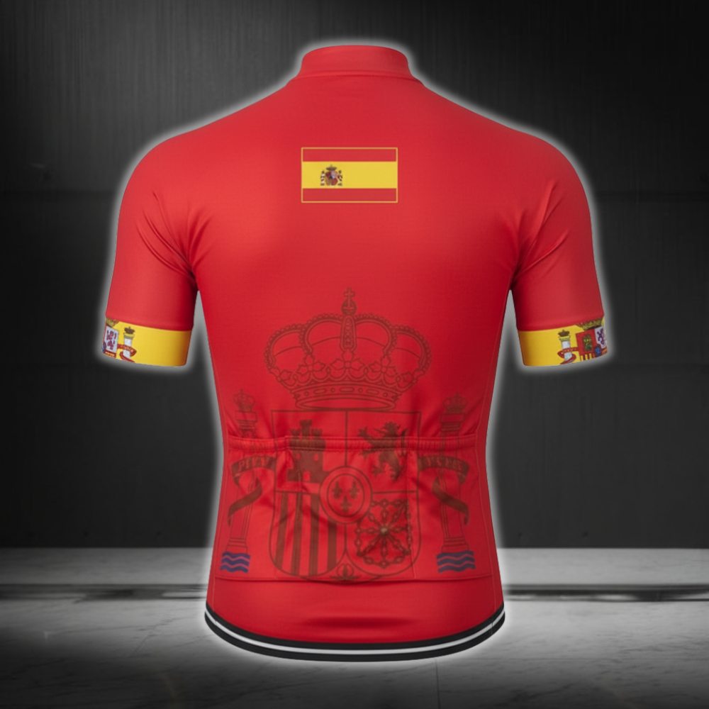 Men's Spain Short Sleeve Cycling Jerseys, Patriotic Spain Cycling Jerseys CE0056