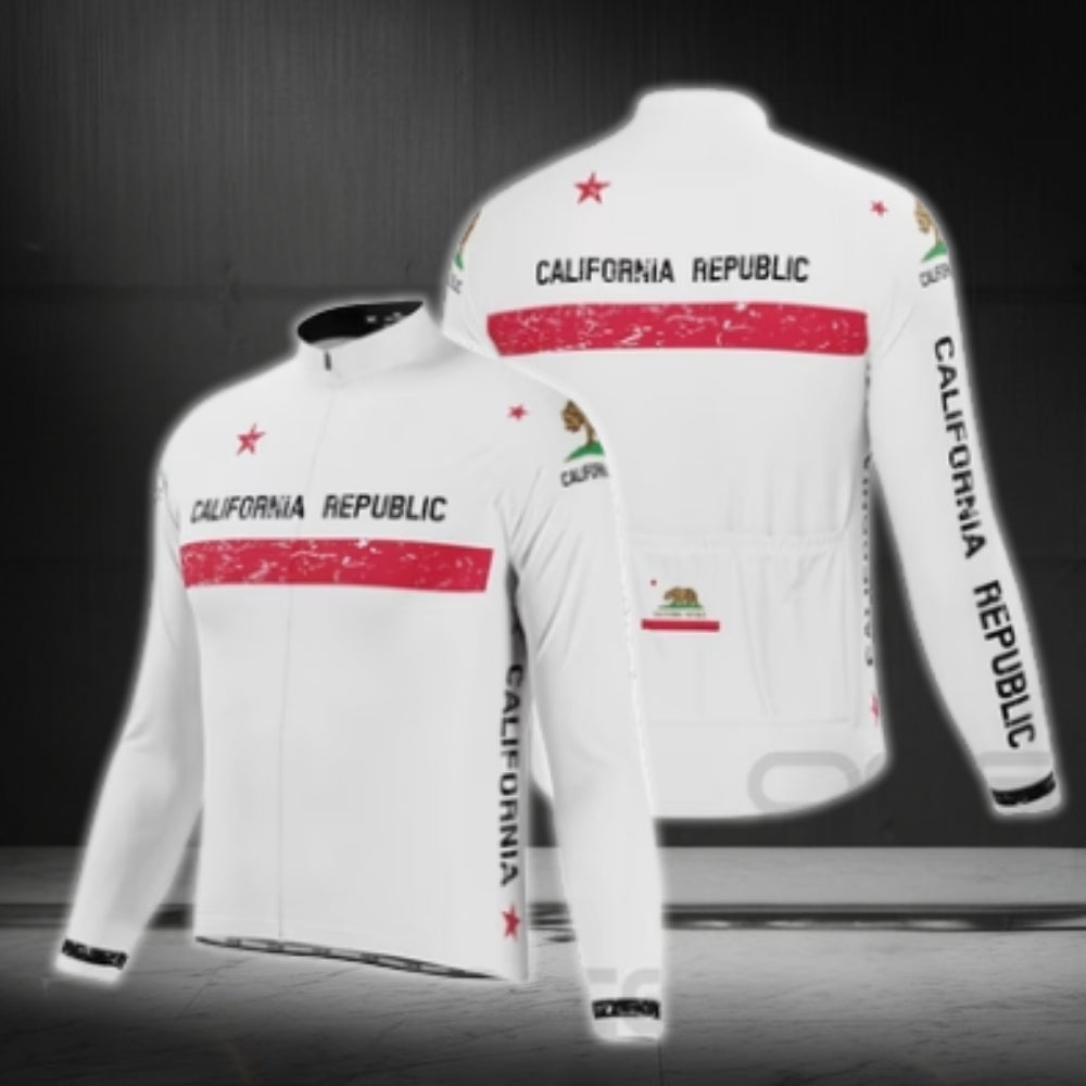 California Republic Long Sleeve Cycling Jerseys For Men, California Cycling Jerseys CG0430