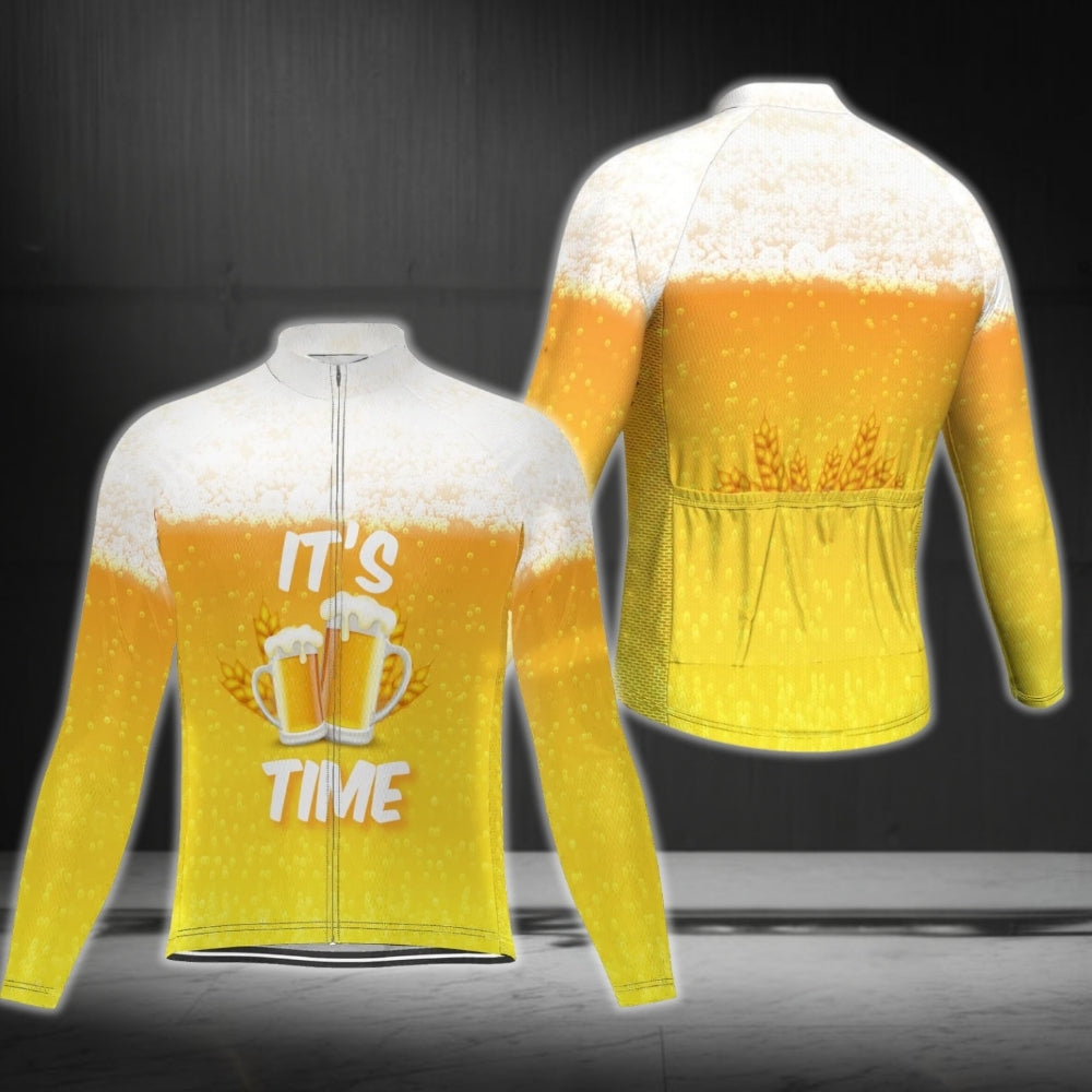 It's Time Beer Cycling Long Sleeve Men's Jersey, Beer Lovers Cycling Jerseys CG0331