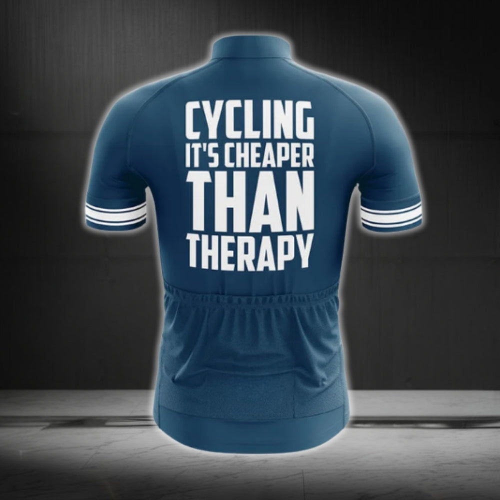 Cycling It's Cheaper Than Therapy Cycling Short Sleeve Jersey For Men, Funny Cycling Jerseys CG0205