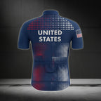 Custom White Red And Blue United States Cycling Short Sleeve Jersey For Men, Custom Patriotic Cycling Jersey Mens CZ0010