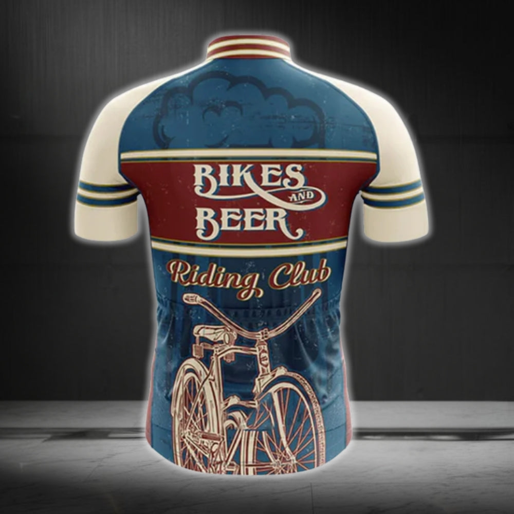 Bikes And Beers Riding Club Short Sleeve Men's Cycling Jerseys, Vintage Beer Club Cycling Jerseys CG0465