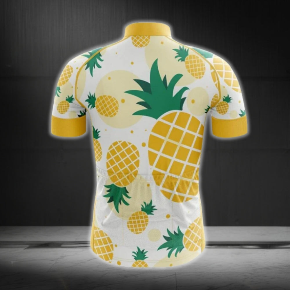 White And Yellow Pineapple Men Cycling Short Sleeve  Jersey, Pineapple Lovers Cycling Jerseys CG0456