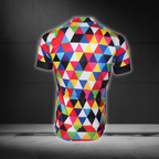 Colorful Geometric Cycling Short Sleeve Jersey For Men, Geometric Cycling Jersey CG0827