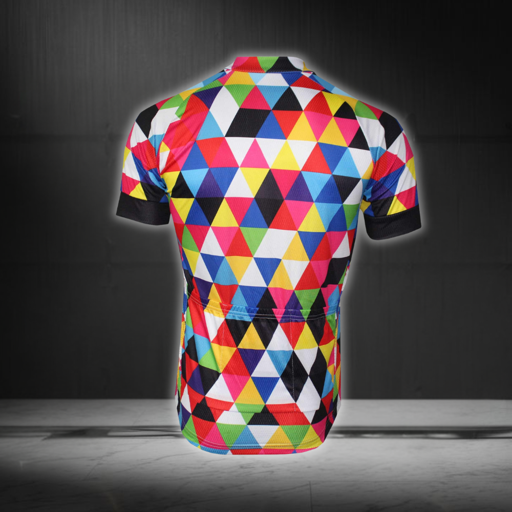 Colorful Geometric Cycling Short Sleeve Jersey For Men, Geometric Cycling Jersey CG0827