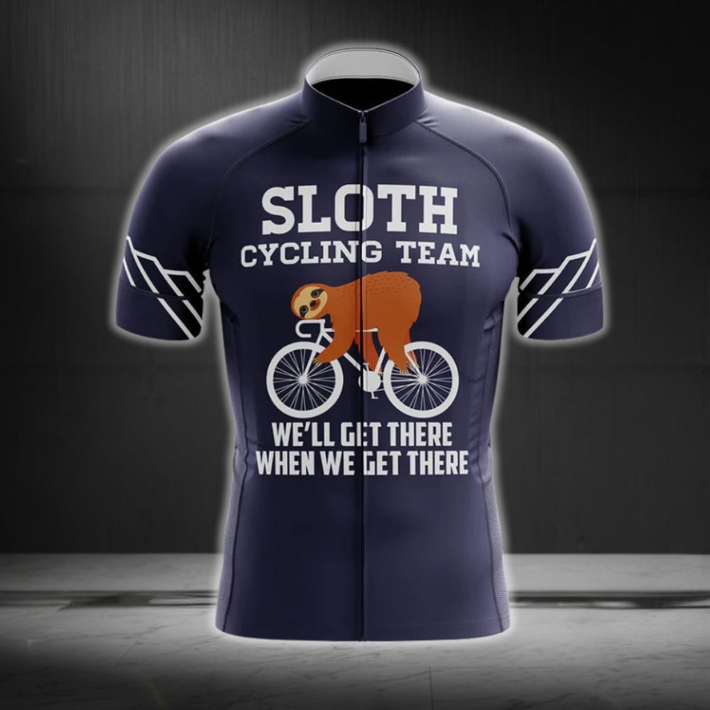 Sloth Cycling Team We'll Get There When We Get There Cycling Short Sleeve Jersey For Men, Funny Sloth Cycling Jerseys CG0079