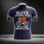Sloth Cycling Team We'll Get There When We Get There Cycling Short Sleeve Jersey For Men, Funny Sloth Cycling Jerseys CG0079
