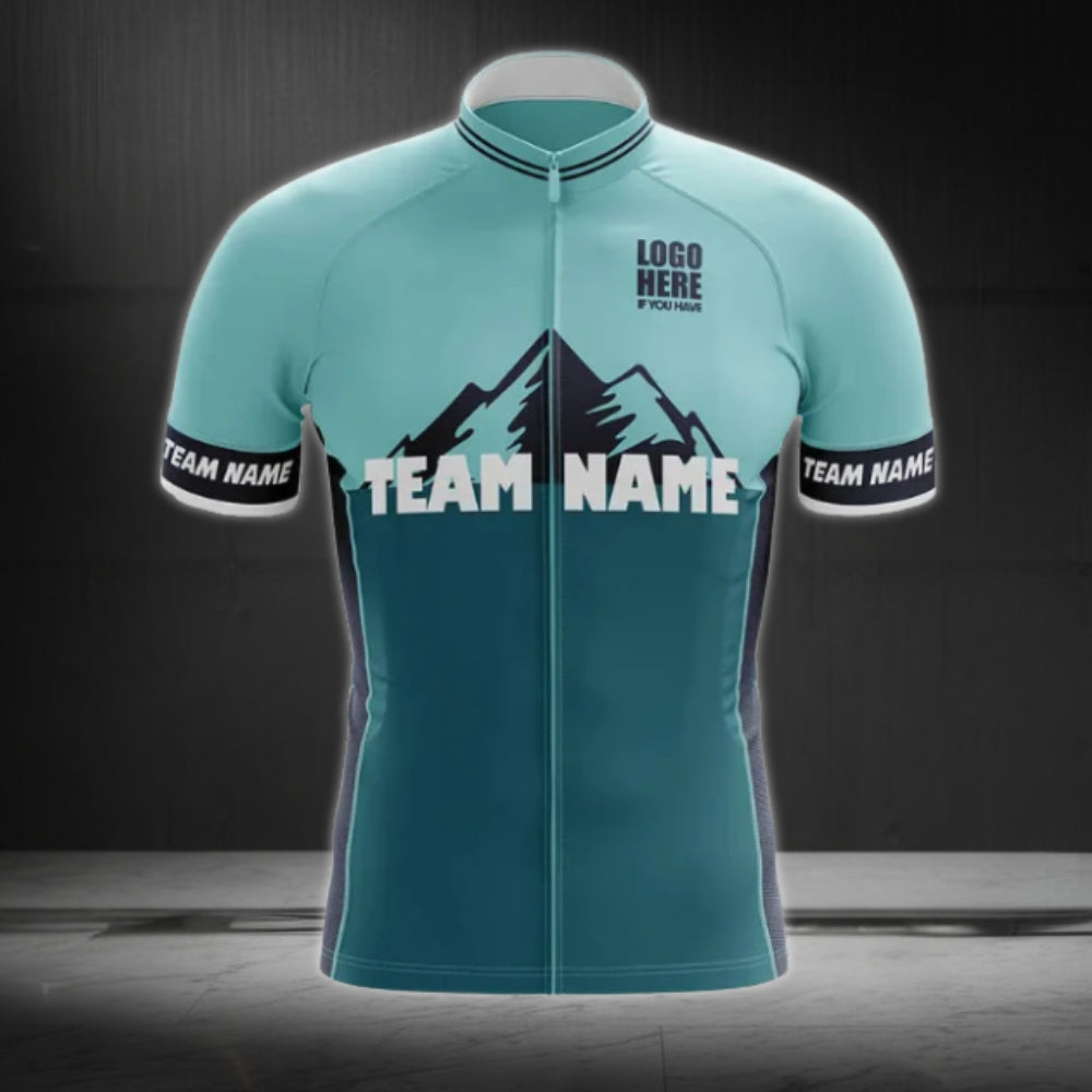 Men's Custom Teal Cycling Short Sleeve Jersey For Team, Custom Logo Cycling Jerseys CE0040