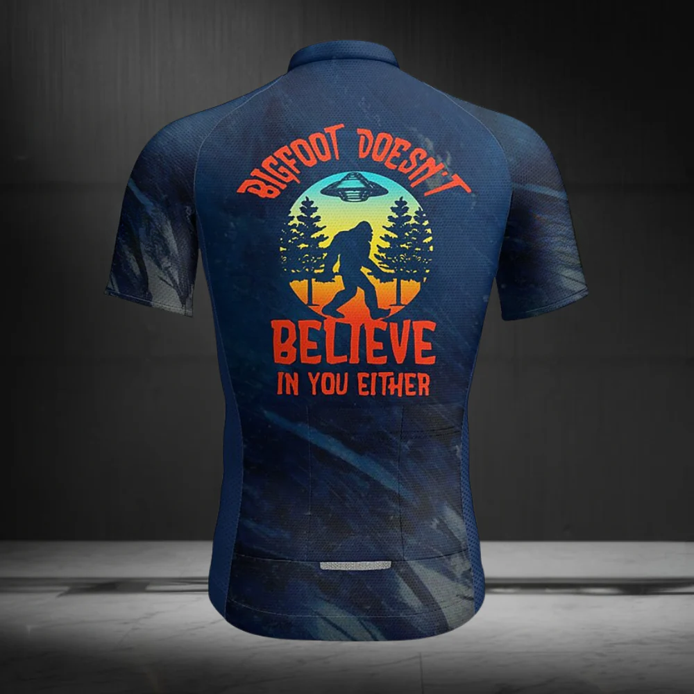 Bigfoot Doesn't Believe In You Either Short Sleeve Cycling Jersey For Men, Funny Sasquatch Cycling Jerseys CZ0154