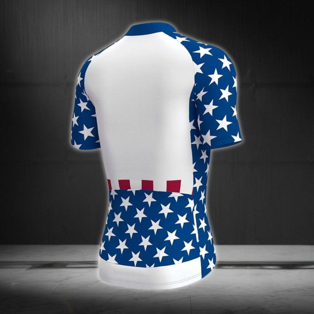 USA Flag Men's Cycling Short Sleeve Jersey, Patriotic Cycling Jersey CZ0050