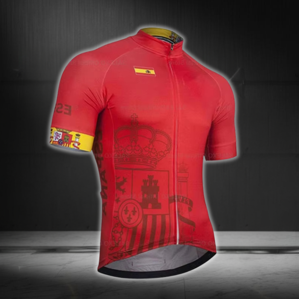 Men's Spain Short Sleeve Cycling Jerseys, Patriotic Spain Cycling Jerseys CE0056