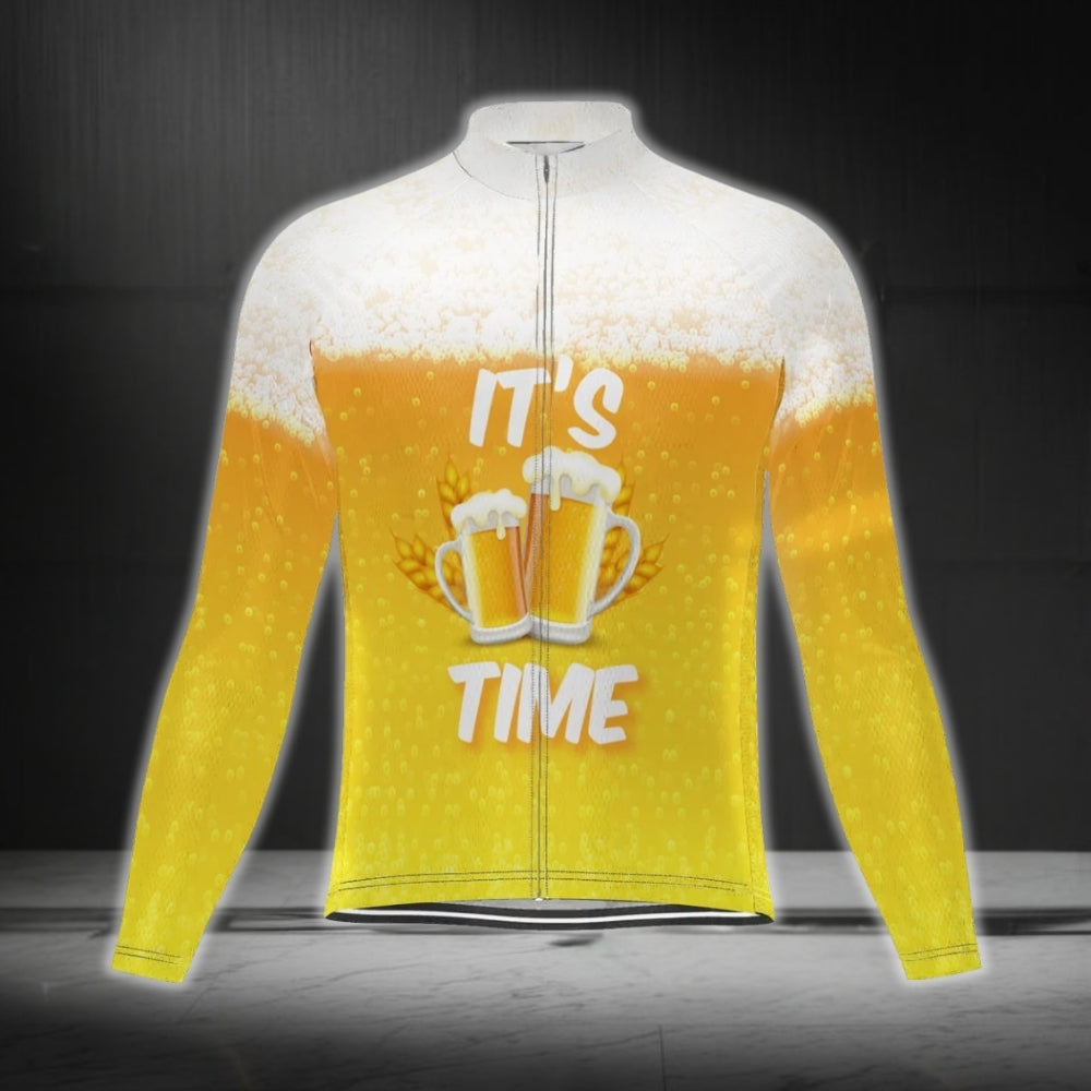It's Time Beer Cycling Long Sleeve Men's Jersey, Beer Lovers Cycling Jerseys CG0331
