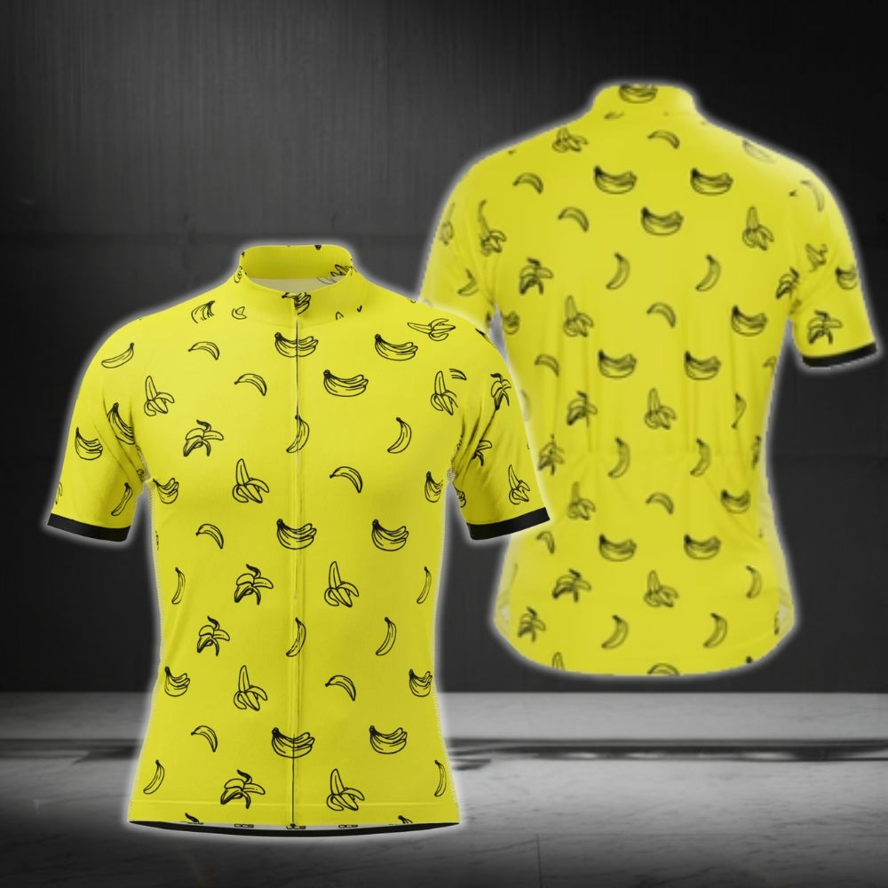 Banana Yellow Cycling Short Sleeve Jersey For Men, Banana Cycling Jerseys CG0431
